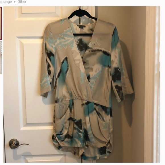 Armani Exchange Limited edition Water Color 100% Silk Romper w/ pockets 4 - Picture 11 of 14